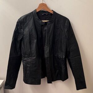 DKNY Women's Black waxed cotton“Leather” style Jacket